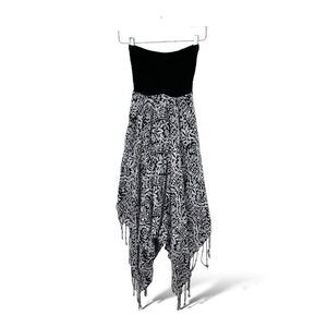 Billabong Enchanted‎ Dayz Black/White Strapless Dress w/Handkerchief Hem Tassels